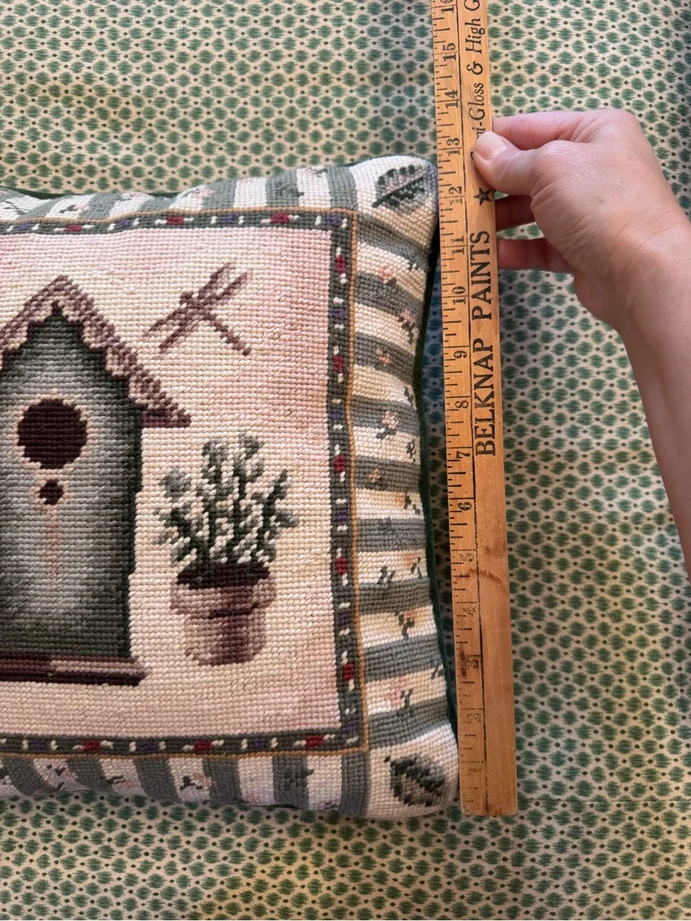 Birdhouse Needlepoint Accent Pillow